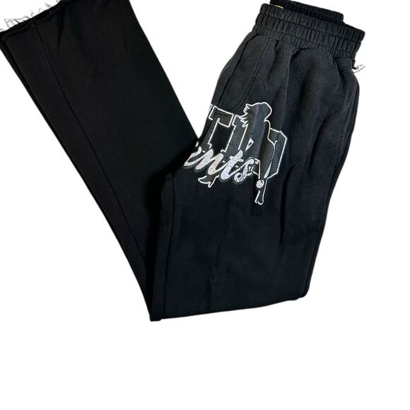 NWT GFTD LA Women’s Black Sweatpants Raw Hem Graphic on Rear - Size Small - Picture 6 of 13